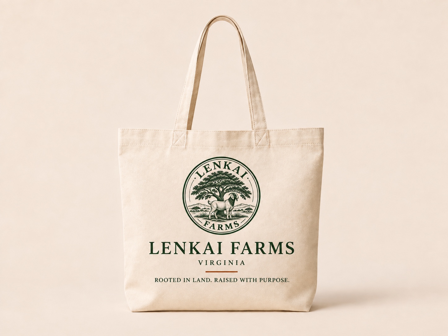 Natural cream Lenkai Farms canvas market tote